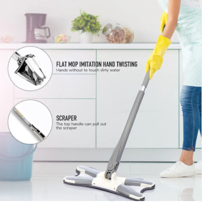 Twist Mop, X Shape Microfiber Mop, 360 Rotating Head